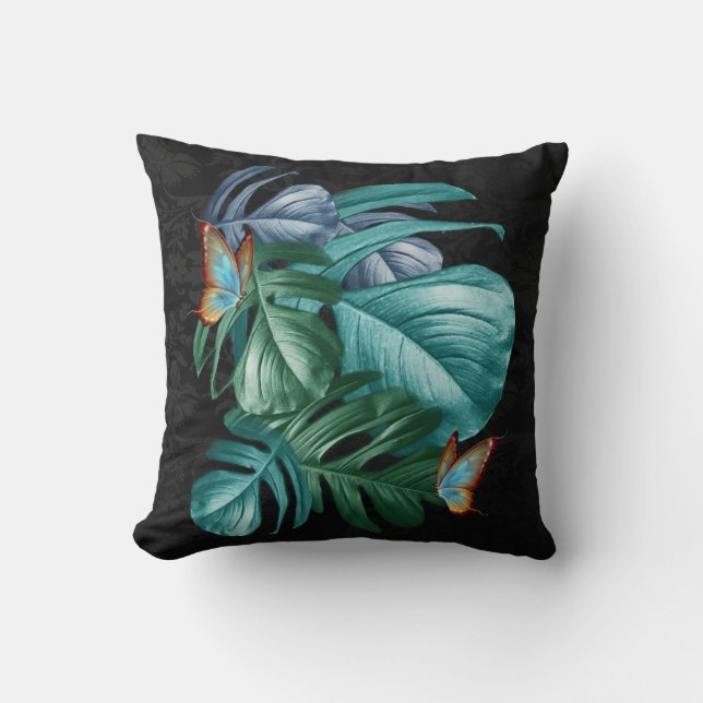 Coussin Papillons du Paradis/Tropical Turquoise Splash (Recto)