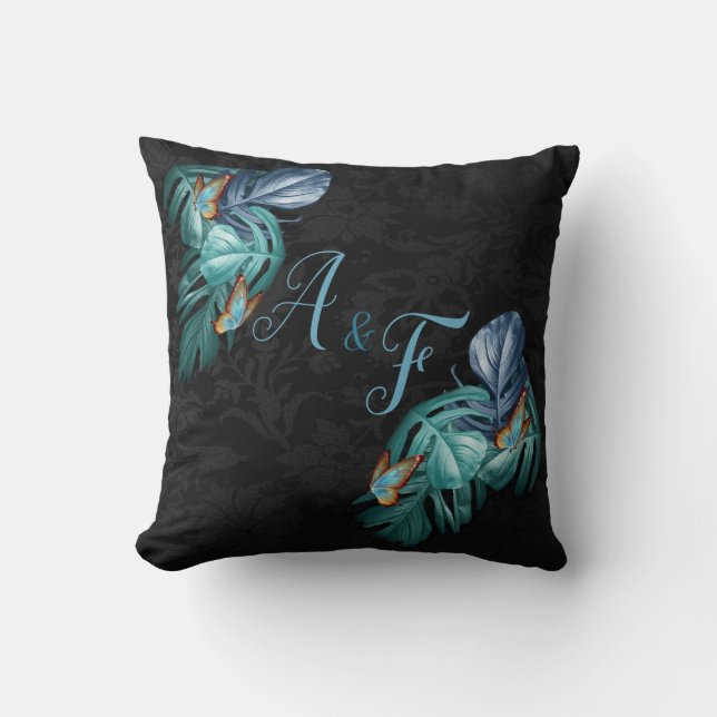 Coussin Papillons du Paradis/Tropical Turquoise Splash (Recto)