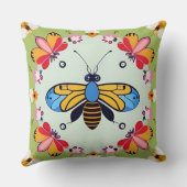 Coussin Papillons et Abeilles Ornés de Fleurs (Verso)