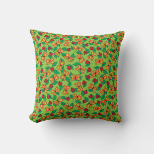 Coussin Papillons et coccinelles sur les feuilles verts