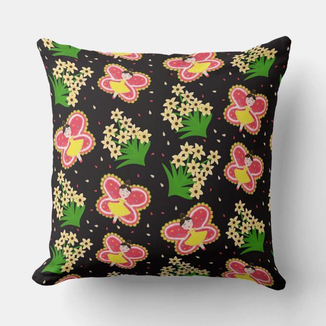 Coussin Papillons et fleurs (Recto)