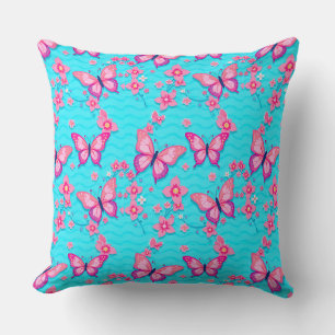 Coussin Papillons et fleurs aux couleurs vives Design