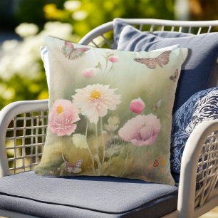 Coussin Papillons et fleurs du printemps