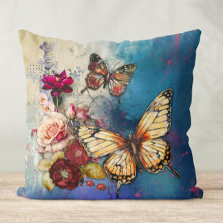 Coussin Papillons et fleurs Lancer l'oreiller