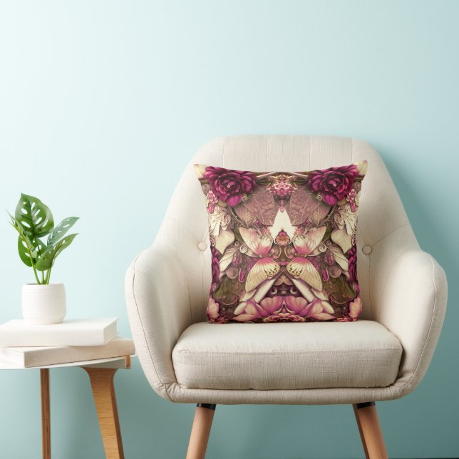 Coussin Papillons Et Roses De Collage Décoratifs (Chaise)