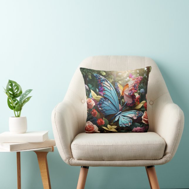 Coussin Papillons floraux Lancer l'oreiller (Chaise)