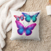 Coussin Papillons flottants bleu rose vert Mignons Blanc (Couverture)