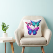 Coussin Papillons flottants bleu rose vert Mignons Blanc (Chaise)