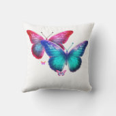 Coussin Papillons flottants bleu rose vert Mignons Blanc (Verso)