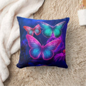 Coussin Papillons flottants bleus verts roses 3D dans la c (Couverture)