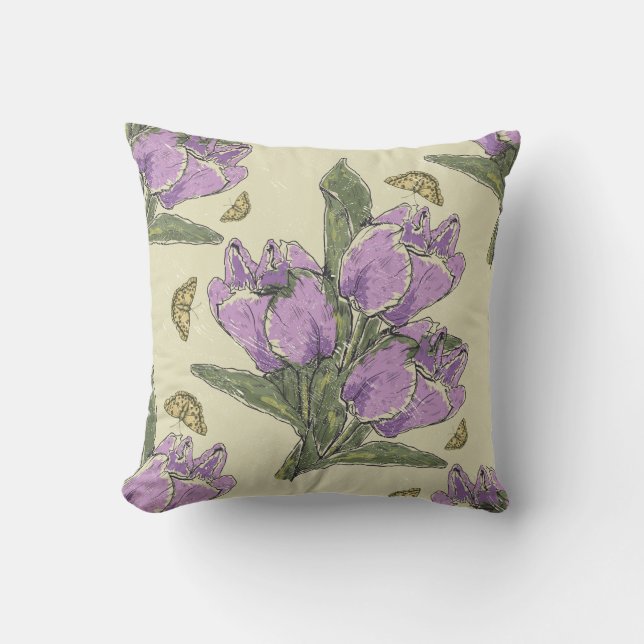Coussin Papillons Iris & Monarques Violets Lancer l'oreill (Recto)