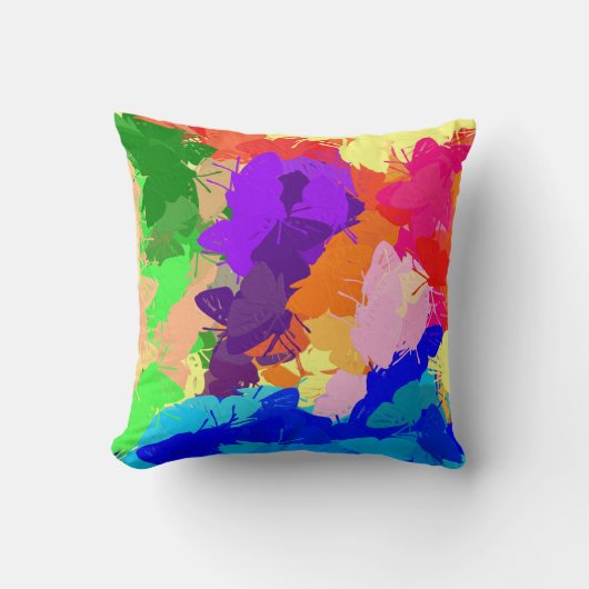 Coussin Papillons Kaleidoscope arc-en-ciel (Recto)