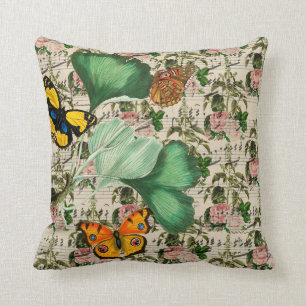 Coussin Papillons, musique et Feuilles