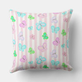 Coussin Papillons pastel quilty sur rayure rose blanc (Verso)