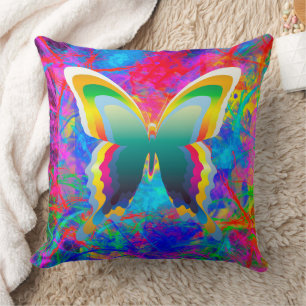 Coussin Papillons psychédéliques Lancer l'oreiller