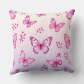 Coussin Papillons roses et motif de fleurs (Verso)
