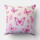 Coussin Papillons roses et motif de fleurs (Recto)