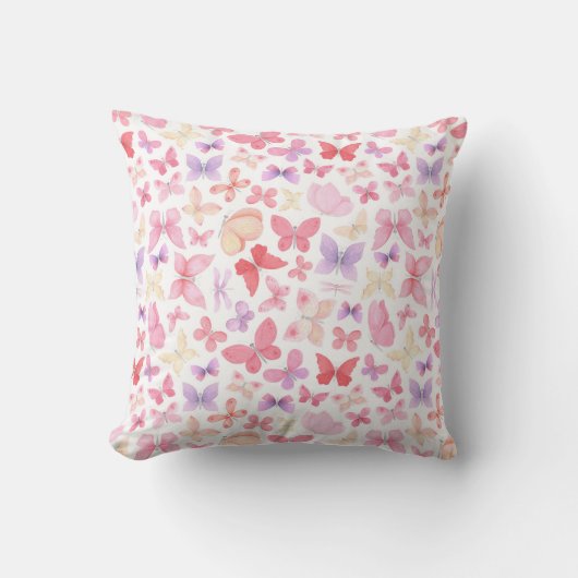 Coussin Papillons roses violets jaunes (Recto)