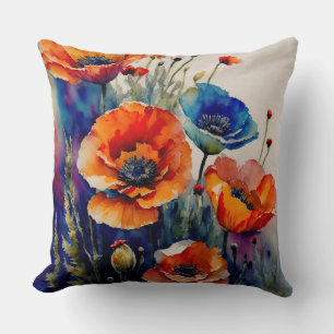 Coussin Papillons rouges et bleus
