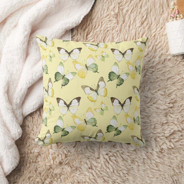Coussin Papillons Vert Jaune Anniversaire (Couverture)