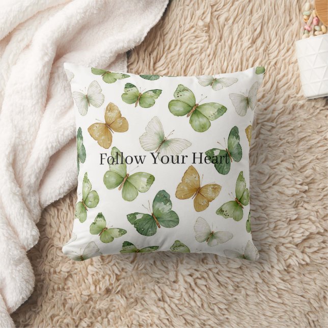 Coussin Papillons verts bronzés blancs (Couverture)