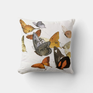 Coussin Papillons vintages Illustration Oreillère à lancer