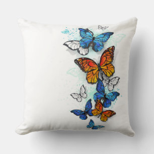 Coussin Papillons volants Morpho et Monarch