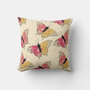 Coussin Papillons volants : motif en ivoire sans soudure