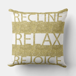 Coussin Pâque 20/20"Coussin d'or "Recline Relax Rejoice"