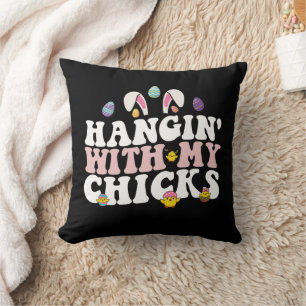 Coussin Pâques avec mes poules Bunny Groovy Rétro