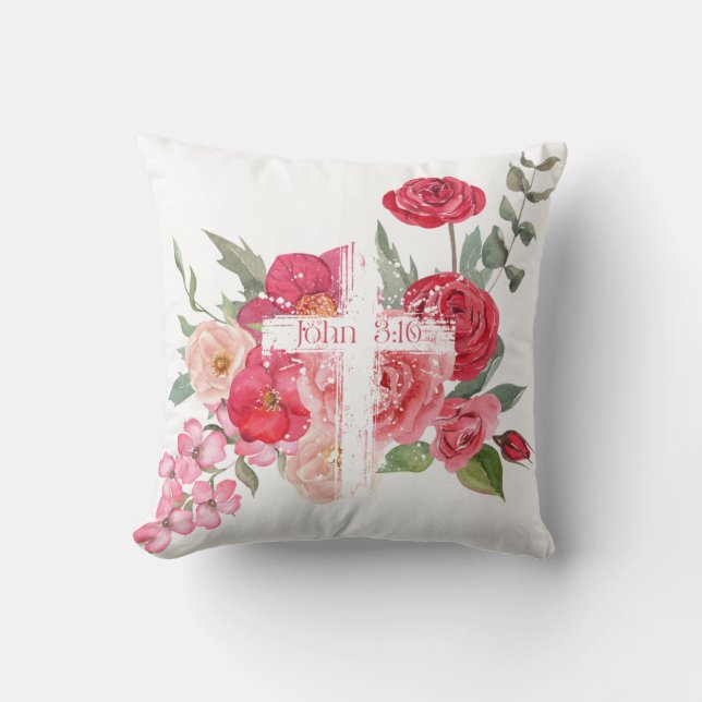 Coussin Pâques/Croix/Jean3:16/Jésus (Recto)