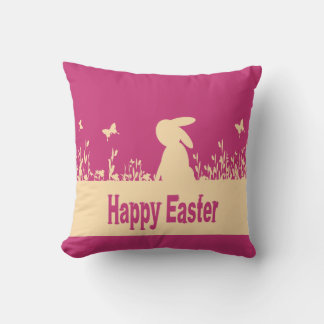 Coussin Pâques heureux, lièvre rêveur