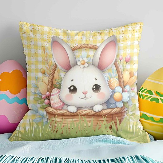 Coussin Pâques joyeuses et dynamiques dans un arrière - pl
