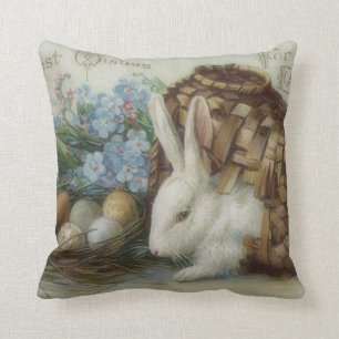 Coussin Pâques Lapin Coloré Painté Panier OEuf Oubliez-Moi