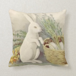Coussin Pâques Panier d'oeufs de lapin Jonquil