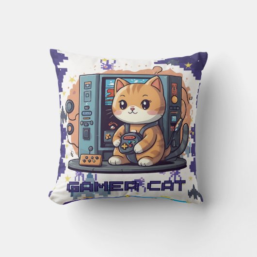 Coussin Paquet bleu chat simple (Recto)