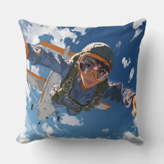 Coussin Parachutiste en descente en plein ciel