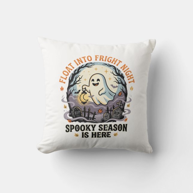 Coussin Parade de la Lune des Fantômes d'Halloween (Recto)