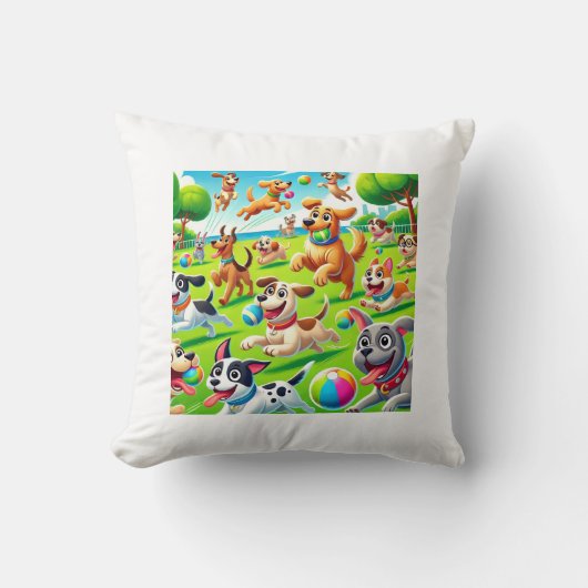 Coussin Paradis de chiots joueurs (Recto)