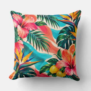 Coussin Paradis de l'Hibiscus Tropical Art Botanique