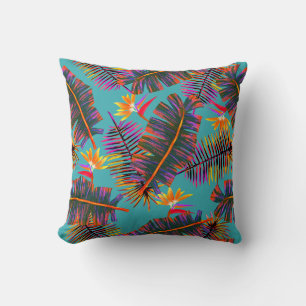 Coussin Paradis de palmier sarcelle