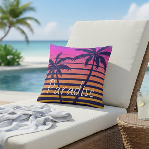 Coussin Paradis du coucher de soleil rétro