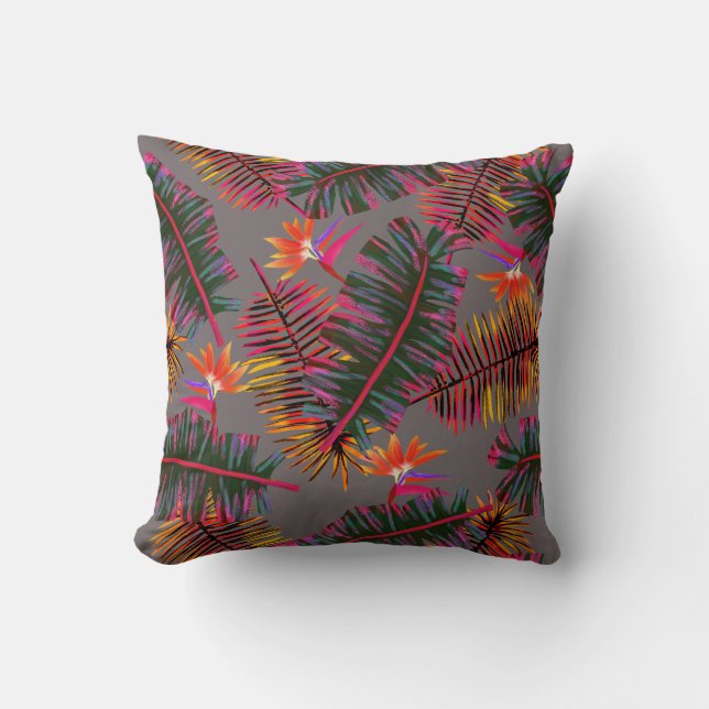 Coussin Paradis Gris des Palmiers (Recto)