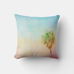 Coussin paradis palmiers tropicaux citation personnalisée