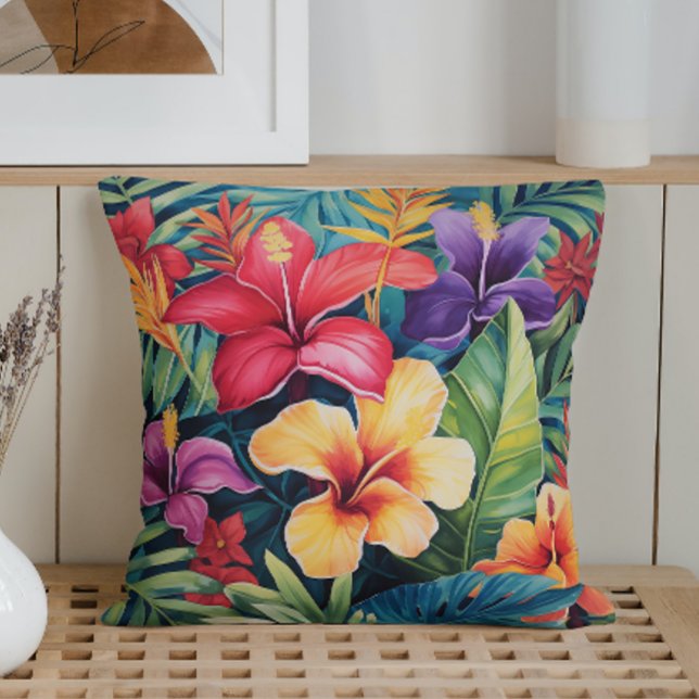 Coussin Paradis Tropical à l'aquarelle (Créateur téléchargé)