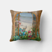 Coussin Paradis tropical de la flore à l'oreiller de plage (Verso)