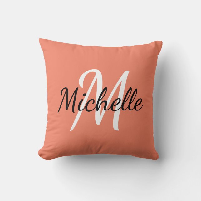 Coussin Paraphe simple orange + Nom (Recto)