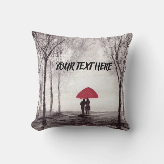 Coussin Parapluie rouge couple d'amour 24 heures sur 24 (Recto)