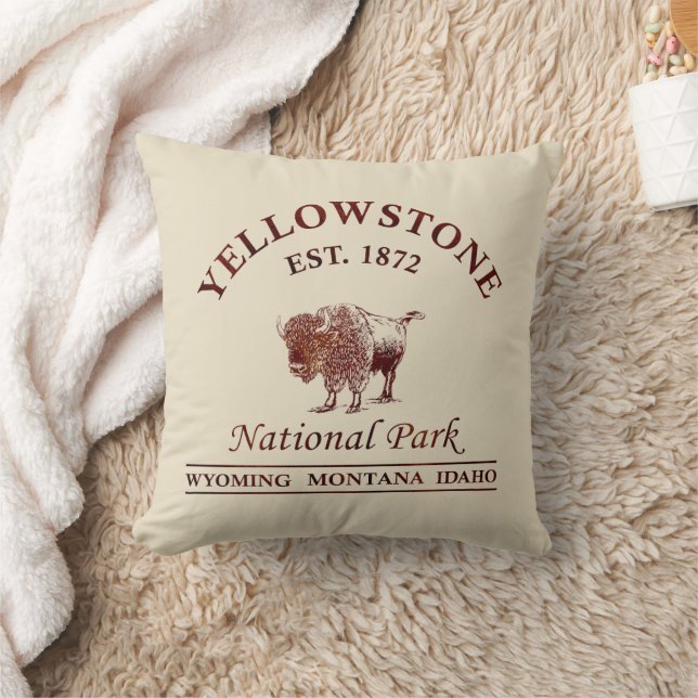 Coussin Parc national de Yellowstone vintage (Couverture)