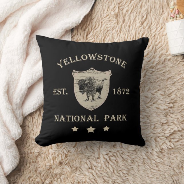 Coussin Parc national de Yellowstone vintage (Couverture)